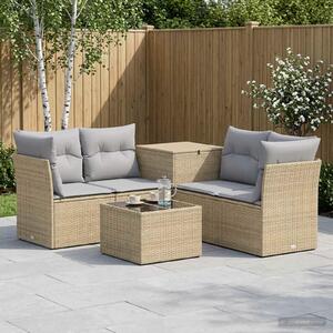 VidaXL Kanapé Szett 6 db Beige és Világosszürke Poli rattan és acél