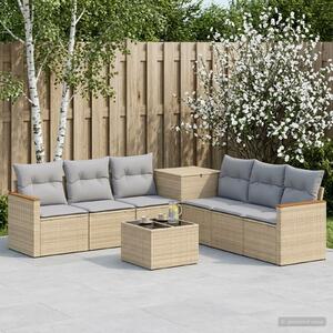 VidaXL Kanapé Szett 8 db Beige és Világosszürke Poli rattan és acél