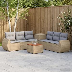 VidaXL Kanapé Szett 8 db Beige és Világosszürke Poli rattan és acél