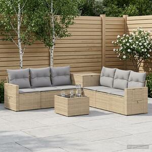 VidaXL Kanapé Szett 8 db Beige és Világosszürke Poli rattan és acél
