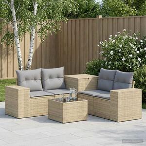 VidaXL Kanapé Szett 6 db Beige és Világosszürke Poli rattan és acél