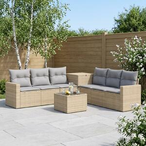 VidaXL Kanapé Szett 8 db Beige és Világosszürke Poli rattan és acél