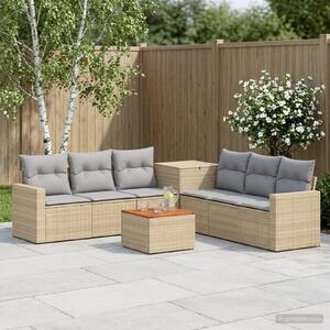VidaXL Kanapé Szett 8 db Beige és Világosszürke Poli rattan és acél