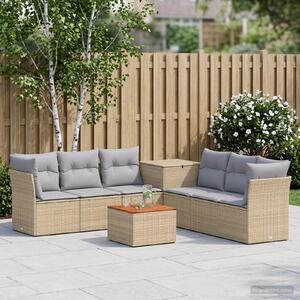 VidaXL Kanapé Szett 8 db Beige és Világosszürke Poli rattan és acél