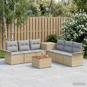 VidaXL Kanapé Szett 8 db Beige és Világosszürke Poli rattan és acél
