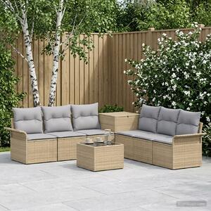 VidaXL Kanapé Szett 8 db Beige és Világosszürke Poli rattan és acél