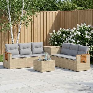 VidaXL Kanapé Szett 8 db Beige és Világosszürke Poli rattan és acél