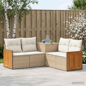 VidaXL Kanapé Szett 5 db Beige és Krémszínű Poli rattan és acél