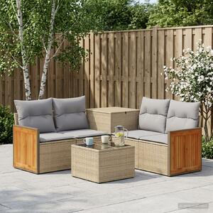 VidaXL Kanapé Szett 6 db Beige és Világosszürke Poli rattan és acél