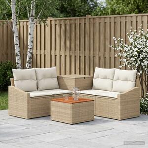 VidaXL Kanapé Szett 6 db Beige és Krémszínű Poli rattan és acél