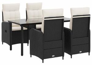 VidaXL Kert étkező szett 5 db PE rattan és porbevonatos acél