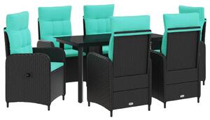 VidaXL Kert étkező szett 7 db PE rattan és porbevonatos acél