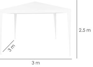 Kerti/terasz pavilon, fémvázas, fehér, 3x3x2,5 m