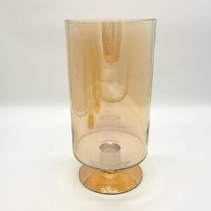 Váza, üveg, arany színezéssel, talpas - 30x14 cm