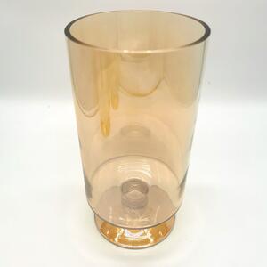 Váza, üveg, arany színezéssel, talpas - 25x14 cm