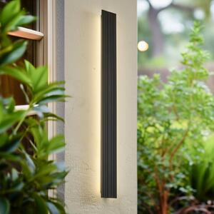 Lucande LED kültéri fali lámpa Melira, magasság 100cm, antracit, Fekete, Alumínium, Modern
