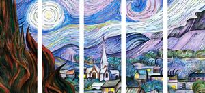 5-részes kép reprodukció Csillagos éj - Vincent van Gogh