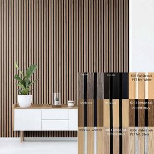 FREJA Akusztikai falpanel 240x60x2,2cm. Smoke Oak- Egyedi méretre is levágjuk - Black Oak fekete filc hátlappal