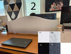 Bilnora asztal elválasztó hullámos akusztikai paraván 120x40x1.2cm - 2 mintájú - 1 fehér , 3 mintájú , L Clip