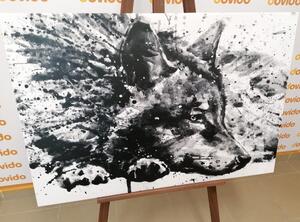 Kép farkas akvarell kivitelben fekete fehérben