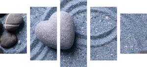 5-részes kép szív alakú kövek homok háttéren