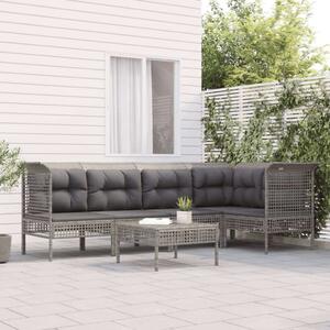 VidaXL 6 részes szürke polyrattan kerti ülőgarnitúra párnákkal