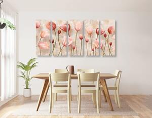 5-részes kép rózsaszín tulipánok
