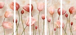 5-részes kép rózsaszín tulipánok
