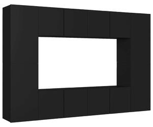 8 részes fekete forgácslap tv-szekrényszett