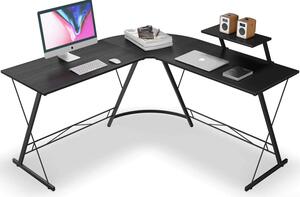 Sarok íróasztal fekete (L-SHAPE-DESK-BLACK)