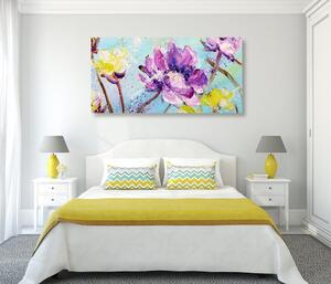 Kép sárga és lila vrág festmény