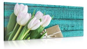 Kép fehér tulipán csokor üzenettel