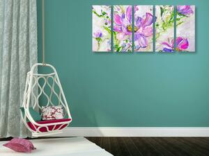 5-részes kép modern festett nyári virágok - 100x50