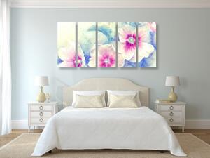 5-részes kép akvarell rózsa virágok - 100x50