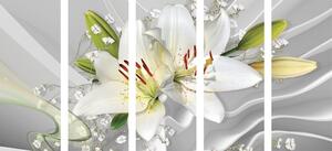 5-részes kép fehér orchidea érdekes háttérrel