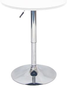 Bárasztal, magasság állítással, króm/fehér, átmérő 60 cm, BRANY 2 NEW