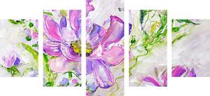 5-részes kép modern festett virágok