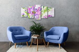 5-részes kép modern festett virágok