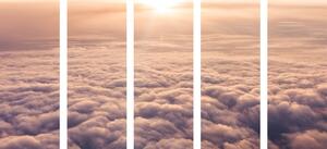5-részes kép naplemente repülőgép ablakából