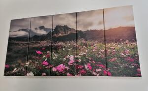 5-részes kép rét tele virágokkal