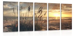 5-részes kép naplemente tengerparton