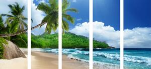 5-részes kép gyönyörű tengerpart Seychelle-szigeteken