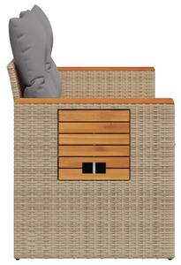 VidaXL 2 személyes bézs polyrattan kerti kanapé párnával