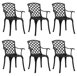 VidaXL 6 db fekete öntött alumínium kerti szék