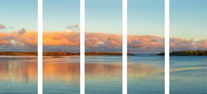 5-részes kép naplemete a tó felett