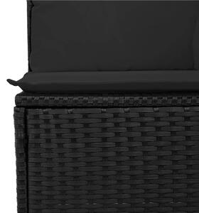 VidaXL fekete polyrattan karfa nélküli kerti kanapé párnával