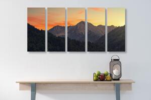 5-részes kép naplemente a hegyekben