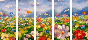 5-részes kép olajfestmény vad virágok