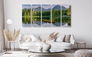 5-részes kép gyönyörű panoráma tó a hegyekben