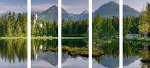 5-részes kép gyönyörű panoráma tó a hegyekben